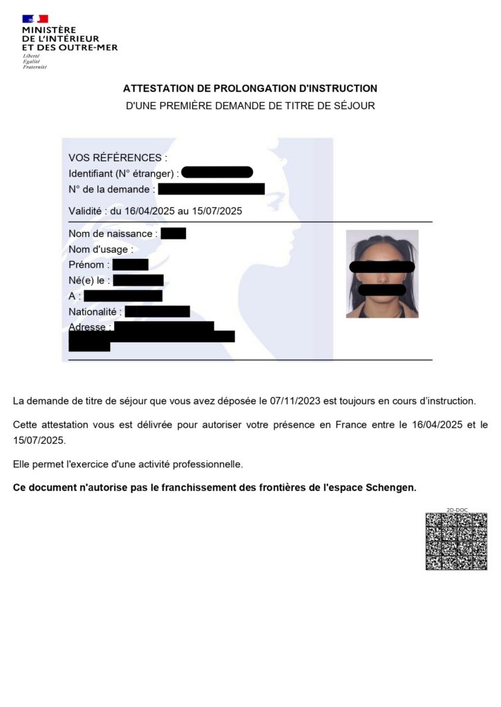 renouvellement du titre de séjour via ANEF